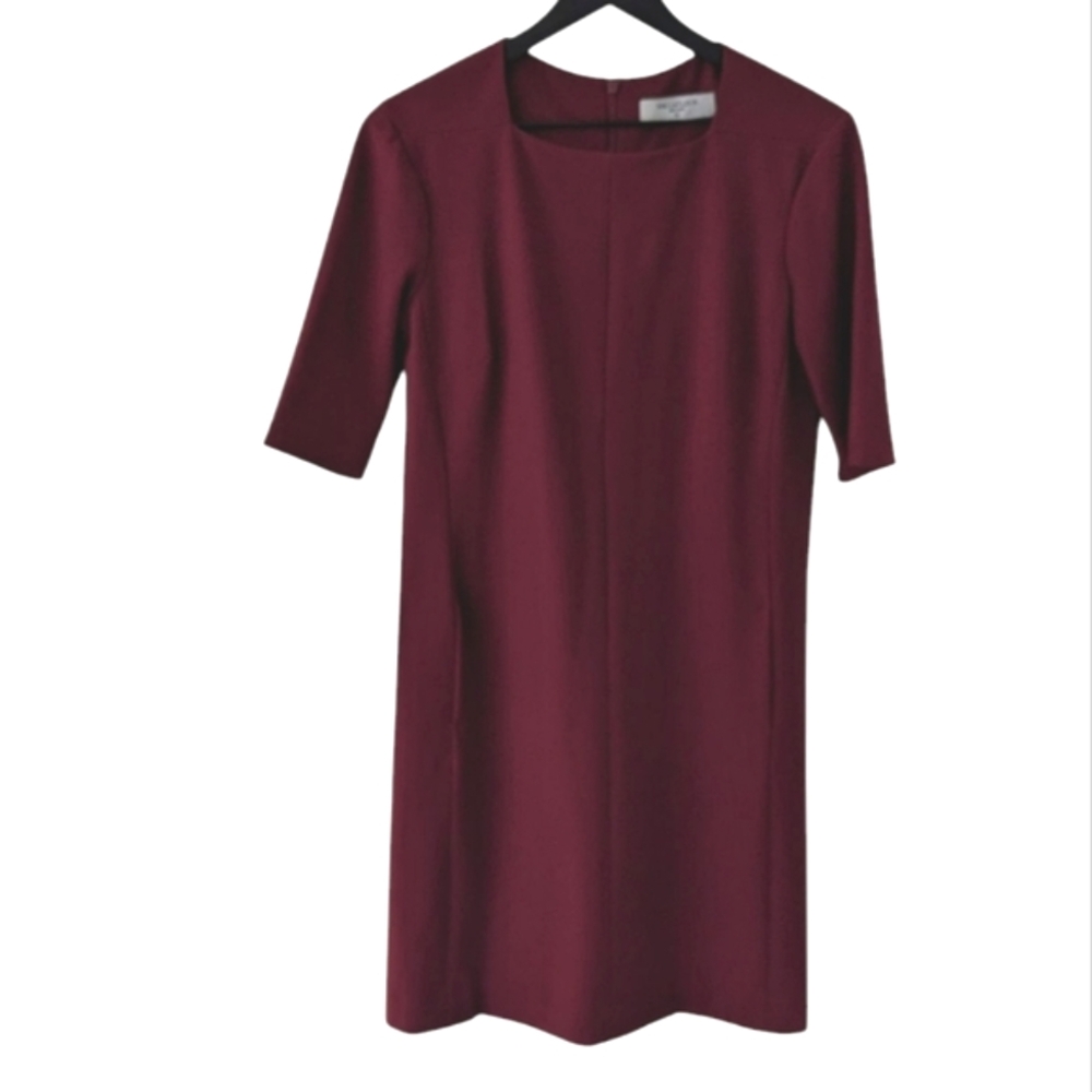 MM. LAFLEUR Women's Red Sheath Dress Brick Red Square Neck Office 10